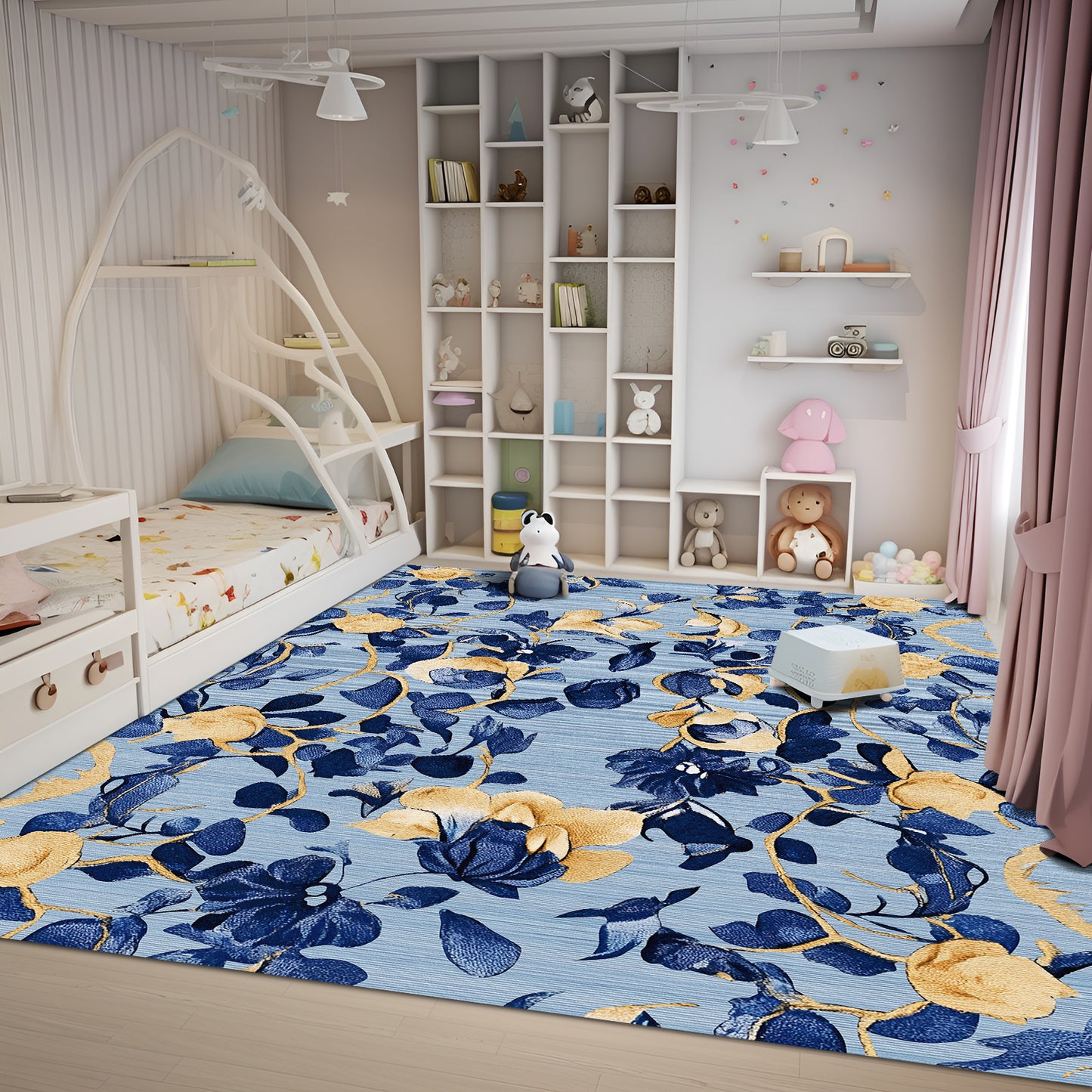 Pentantan Floral Area Rugs, Machine Washable Rug for Living Room- Soft Indoor Carpet, Low Pile for Bedroom, Dining Room, Playroom, Office