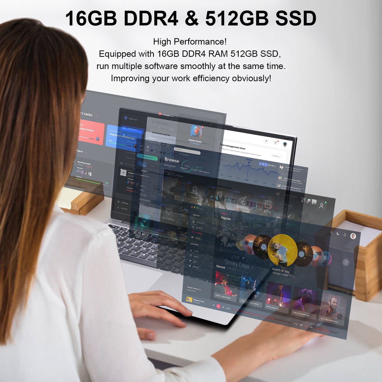 SANPTENT 17.3" Windows 11 Pro Laptop 16GB RAM 512GB SSD with 4 Core Intel Celeron N5095, 1600x900 IPS Screen, FingerPrint, Backlit Keyboard