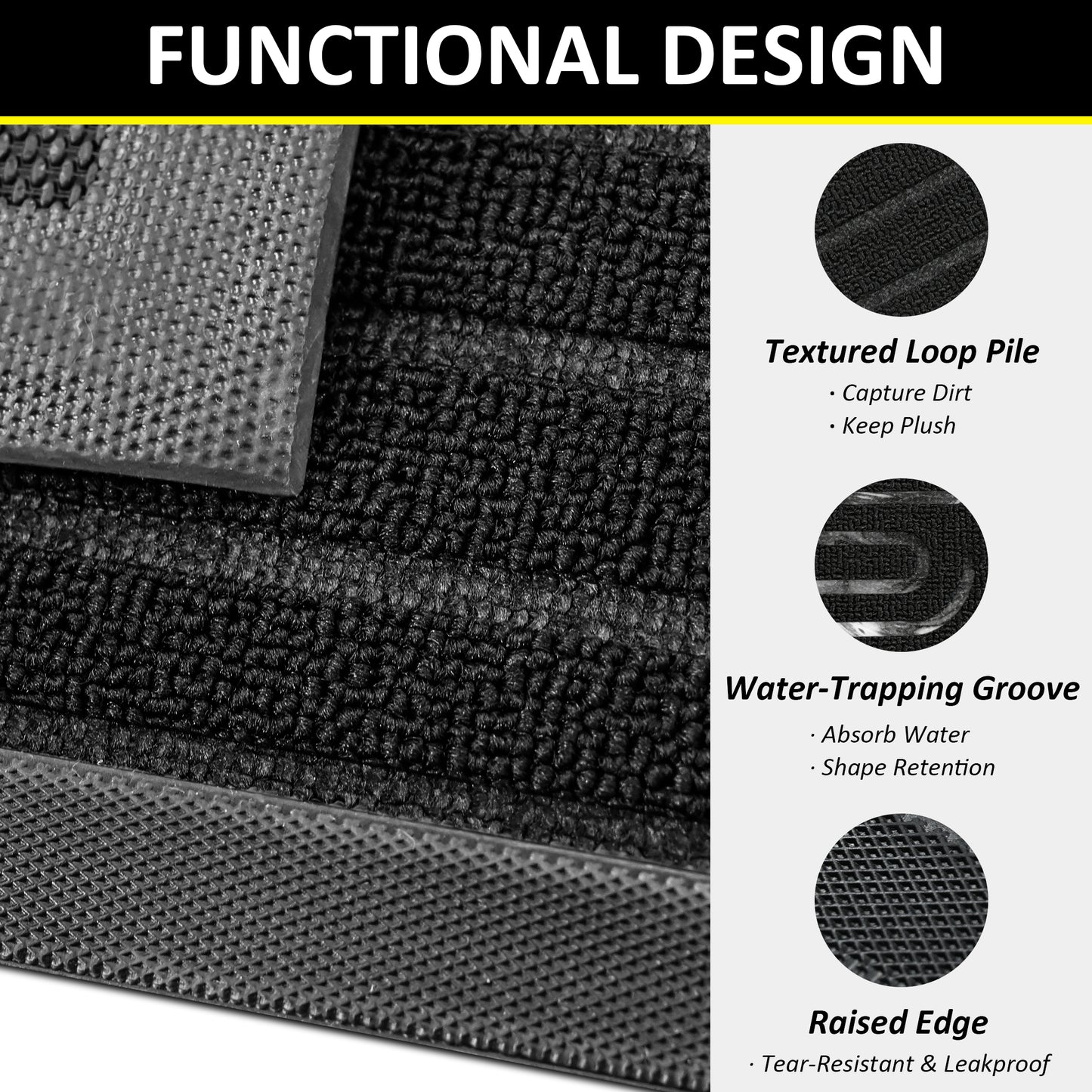 Vaparinckl Front Door Mat, Non Slip Doormat, Eco-Friendly Welcome Outdoor Mat, Absorbent Rubber, Low Profile Dirt Trapper Indoor Rug For Entryway & Outside Entrance