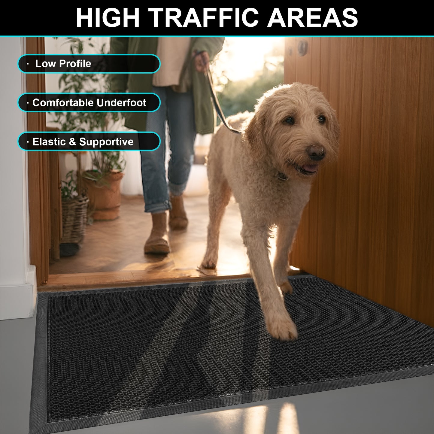 Vaparinckl Front Door Mat, Mesh Non Slip Doormat, Springy Welcome Outdoor Mat, Absorbent Rubber, Low Profile Dirt Trapper Indoor Rug For Entryway & Outside Entrance