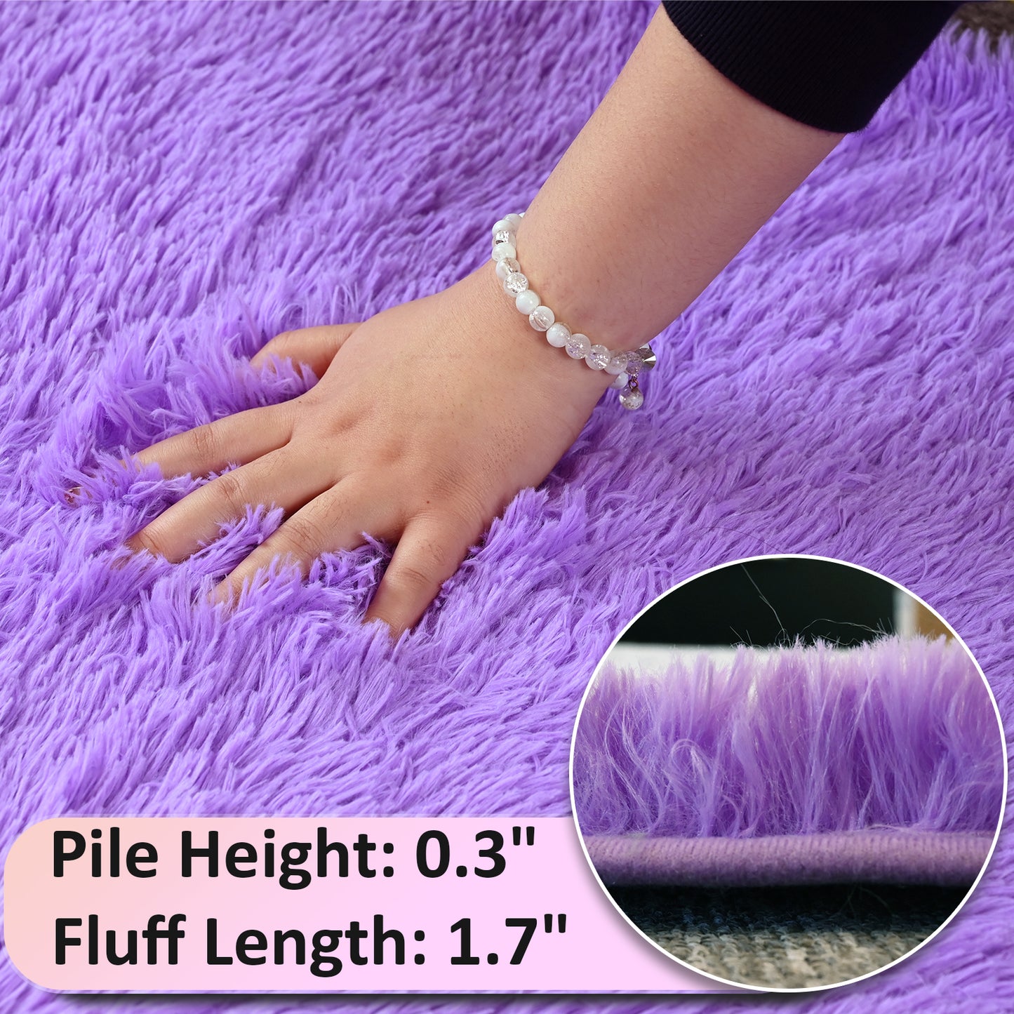 Pentantan 4ft x 4ft Round Shaggy Area Rugs for Bedroom, Fluffy Decorative Carpet for Living Room, Purple