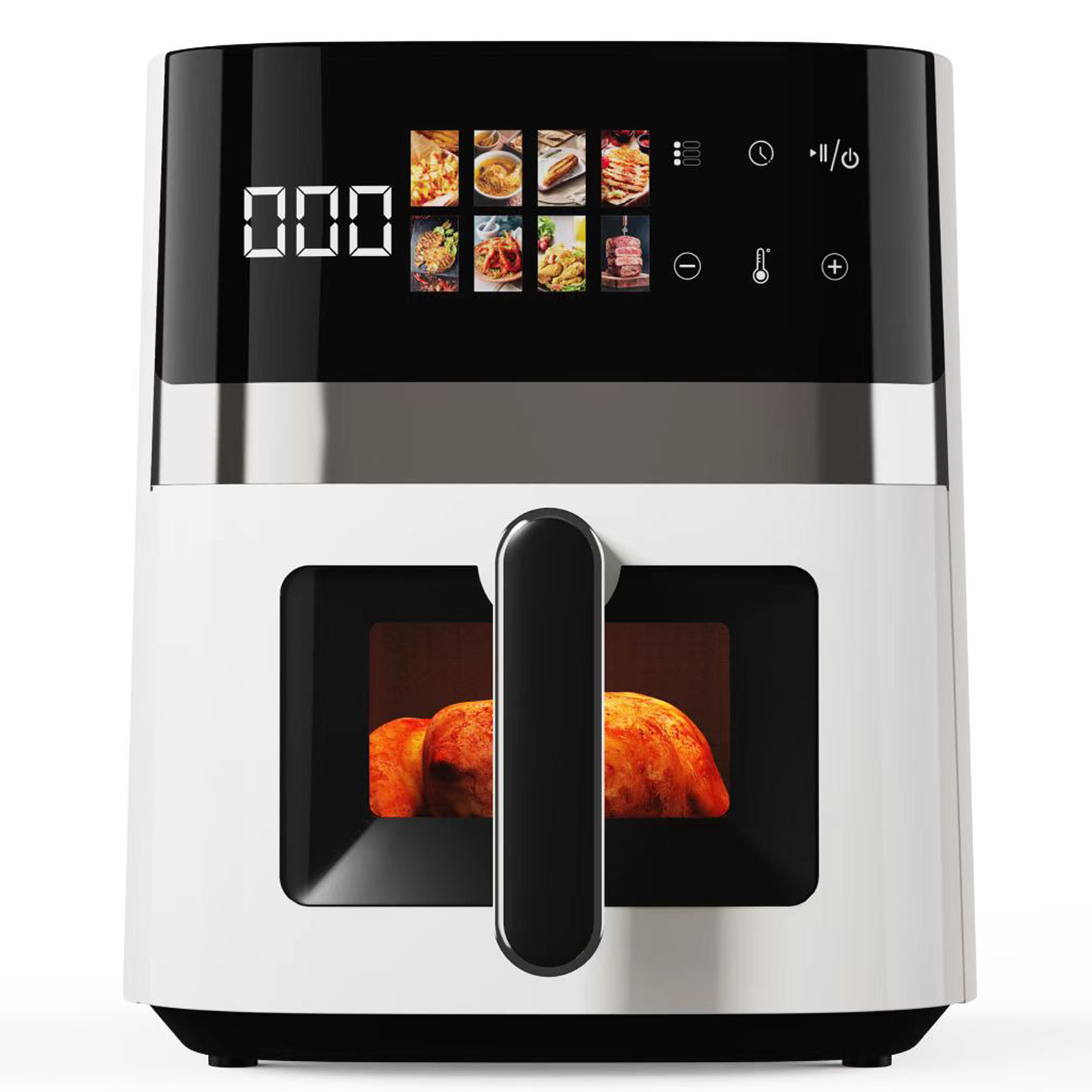 Bluebow 6QT Air Fryer, 8-in-1 Electric Hot Oven with Digital LED Touchscreen, Visible Window, 1500W, New, White