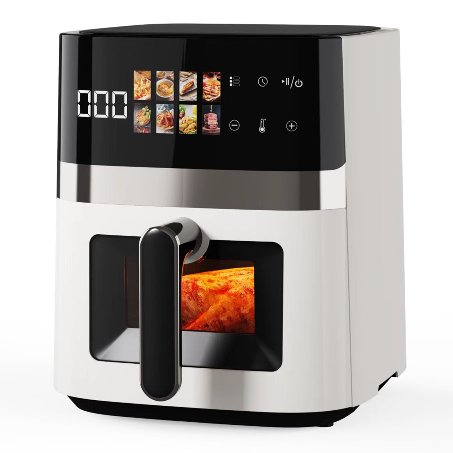 Bluebow 6QT Air Fryer, 8-in-1 Electric Hot Oven with Digital LED Touchscreen, Visible Window, 1500W, New, White