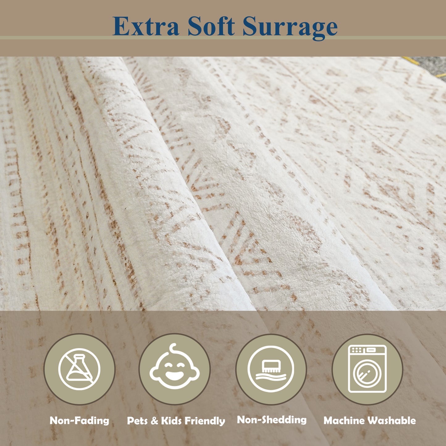 Pentantan Area Rugs 8'x10', Machine Washable Living Room Rug, Soft Moroccan Indoor Carpet for Bedroom, Brown