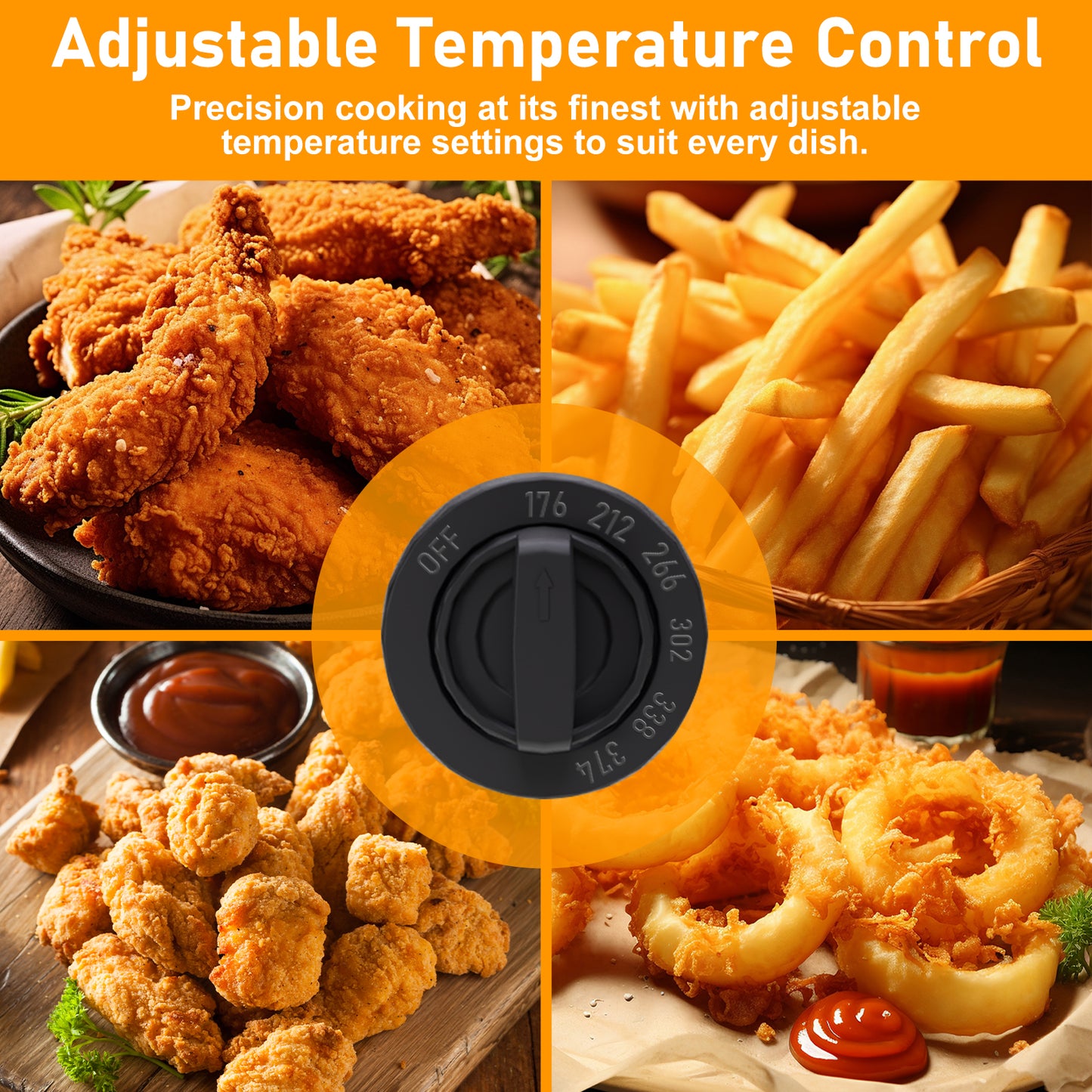 Bluebow Electric Deep Fryer, 2.5 Quart Capacity, Wide Viewing Window, Adjustable Temperature, Stainless Steel