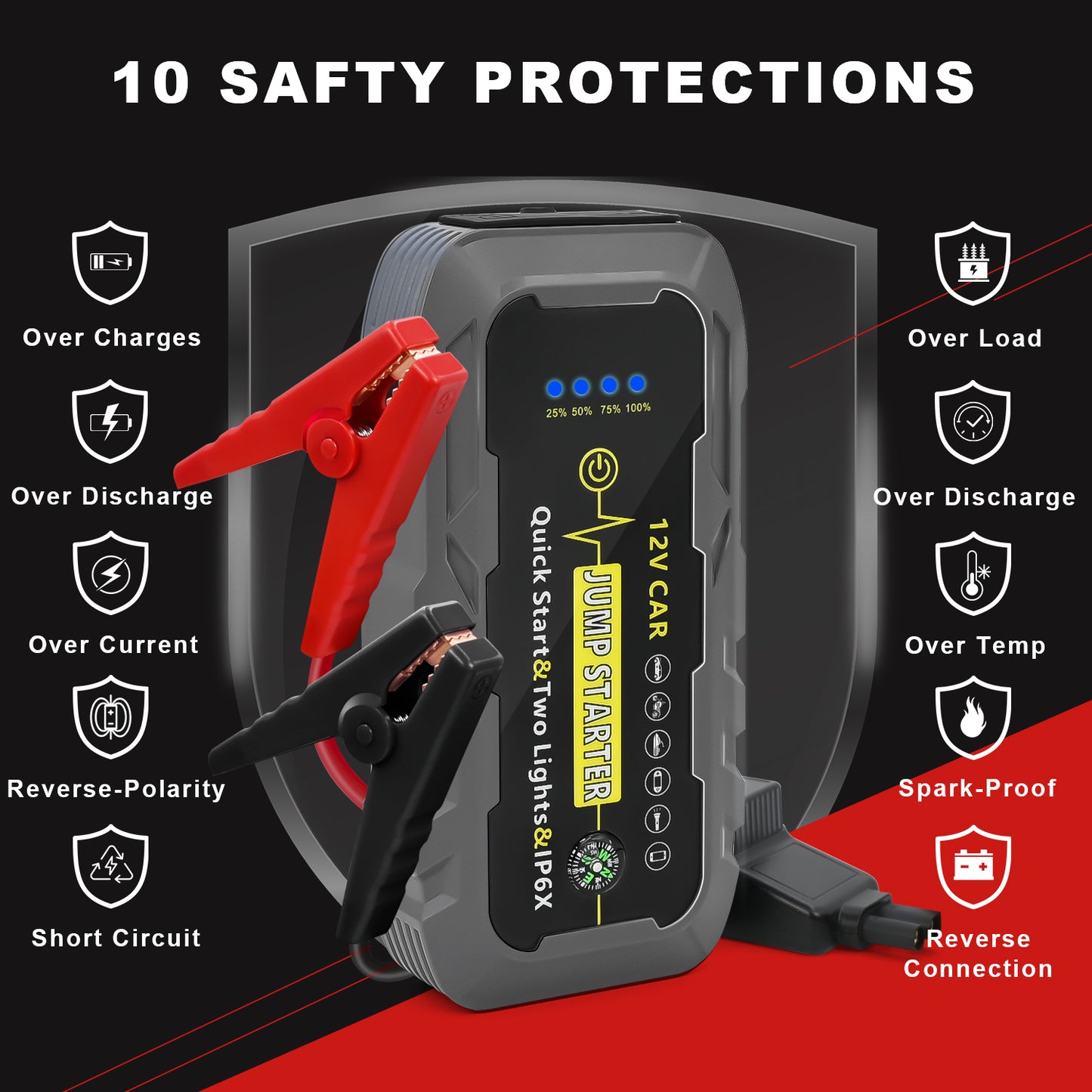 Pentantan Car Jump Starter, 3000A Portable Battery Jump Box, 12V Auto Battery Booster up to 8.0L Gas & 6.0L Diesel Engines