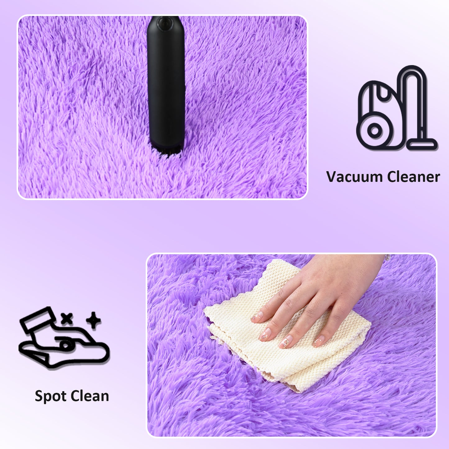 Pentantan 4ft x 4ft Round Shag Area Rugs for Bedroom, Fluffy Decorative Carpet for Living Room, Purple