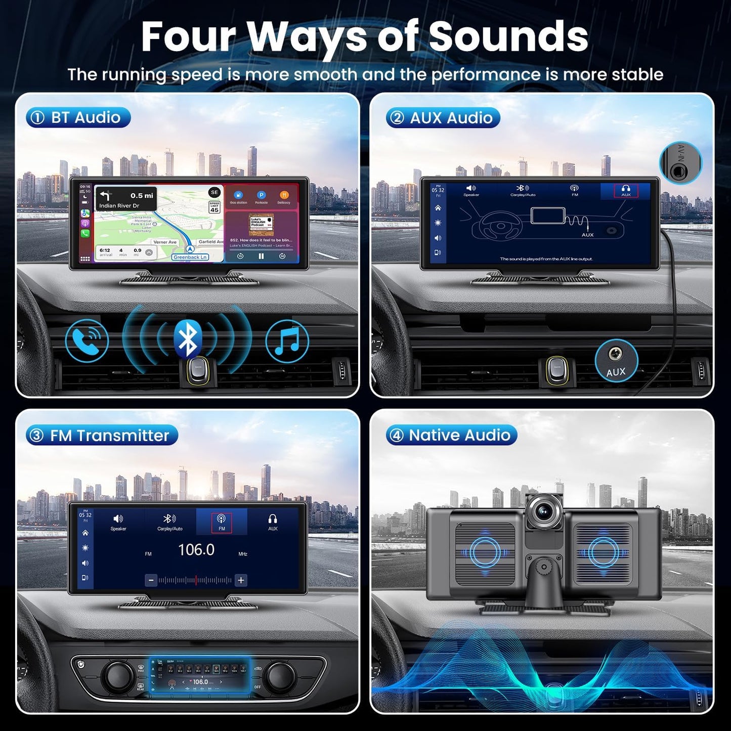 Lieucyst Portable Car Stereo Wireless Apple CarPlay, 10.26" FHD Car Touch Sereen Radio, Android Auto, 2.5K Dash Cam Loop Recording, Backup Camera, Bluetooth, Mirror Link, Car Audio Receivers Drivemate