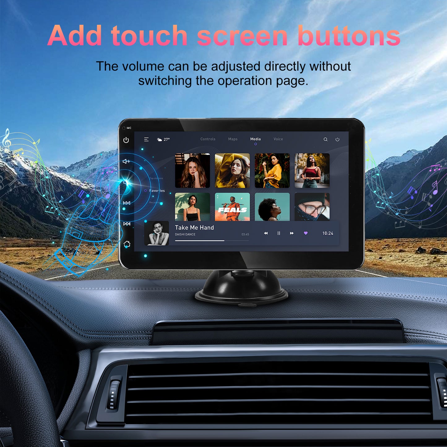 Pentantan Wireless 7” Touchscreen Portable Car Stereo with Apple CarPlay and Android Auto