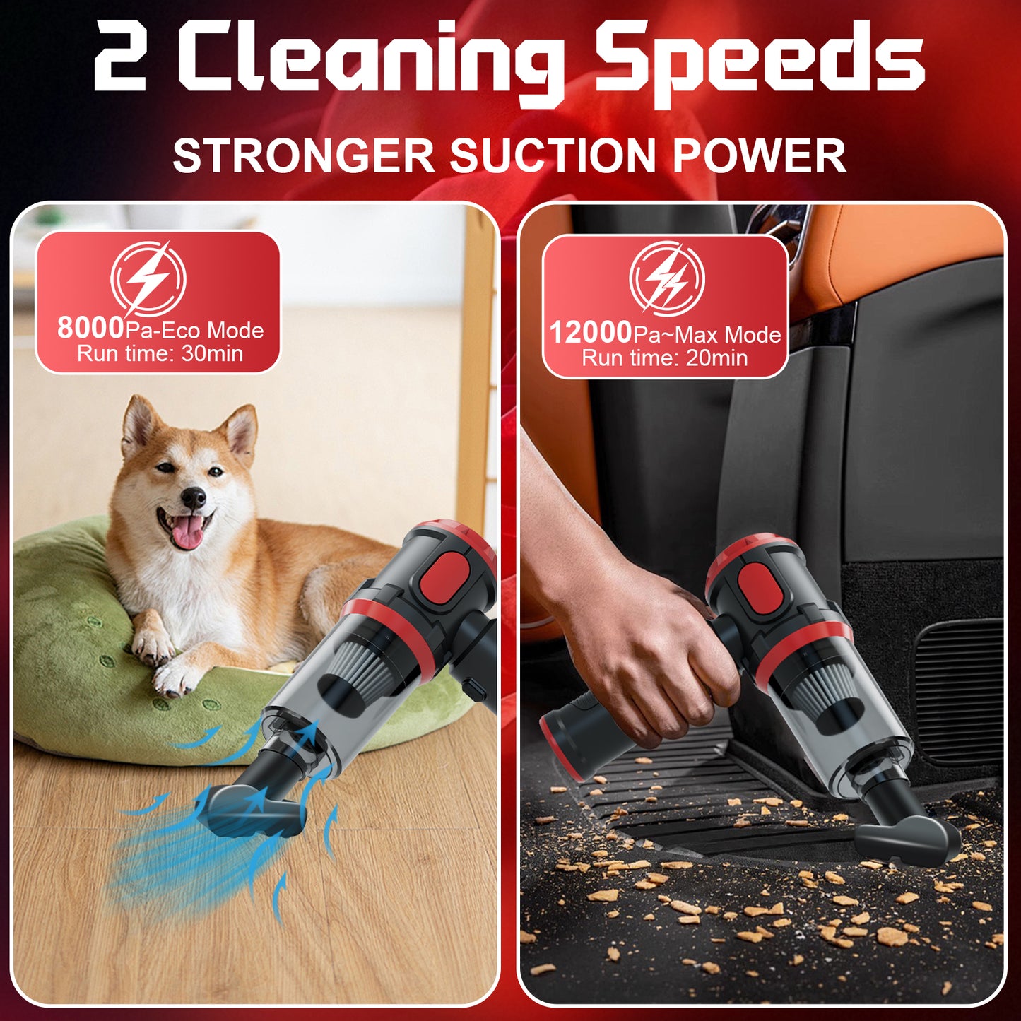 Handheld Car Vacuum Cleaner, 12000PA High Power Cordless Vacuum Cleaner & Air Duster, Portable Mini Vacuum for Car, Home, Office