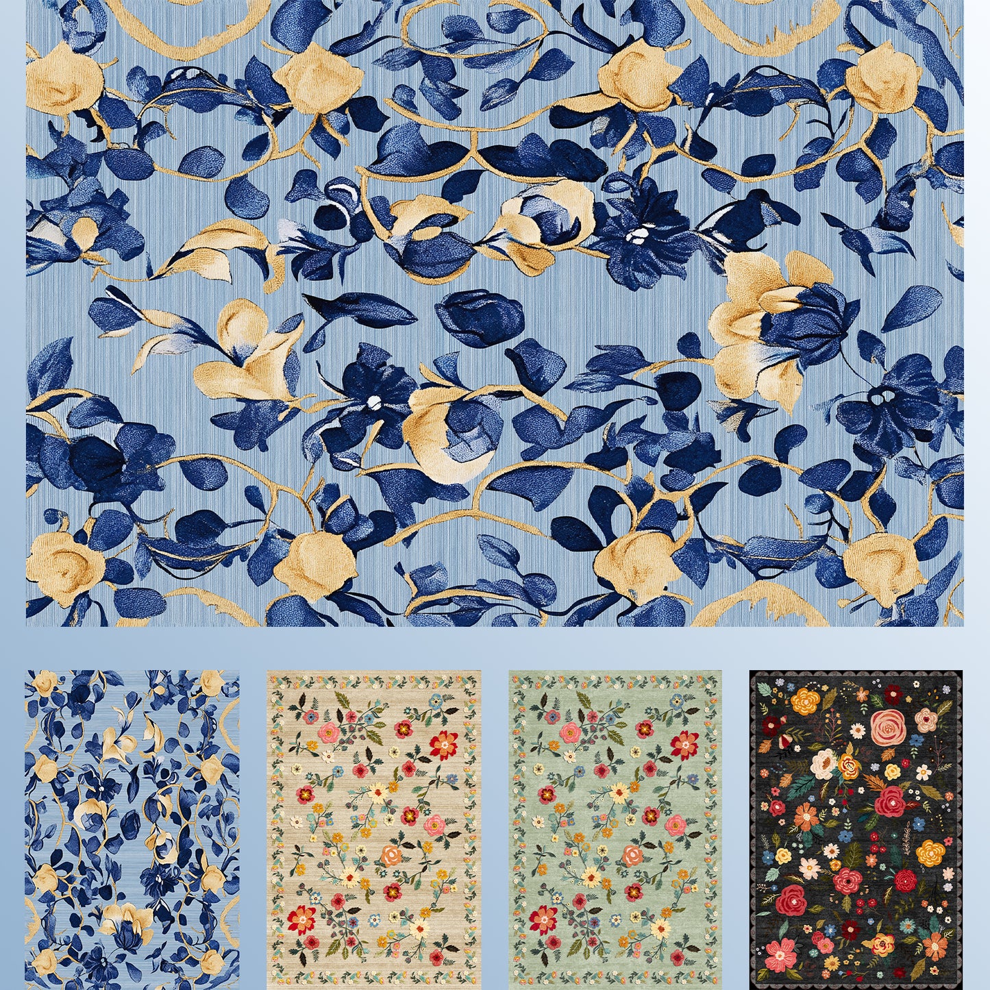 Pentantan Floral Area Rugs, Machine Washable Rug for Living Room- Soft Indoor Carpet, Low Pile for Bedroom, Dining Room, Playroom, Office