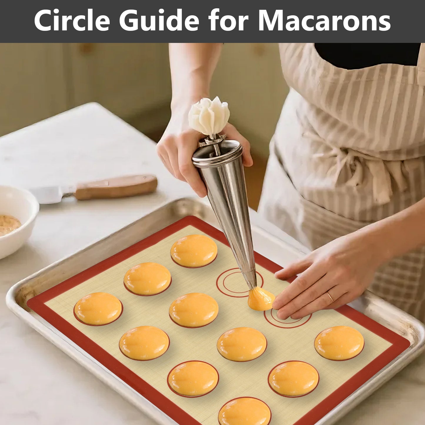 Vaparinckl Premium Silicone Baking Mat Set of 4, Pastry Dough 26"x16" Mat, Non-Stick Reusable Oven Sheet for Macaron, Cookie, Pizza, Fondant, Pan Liner