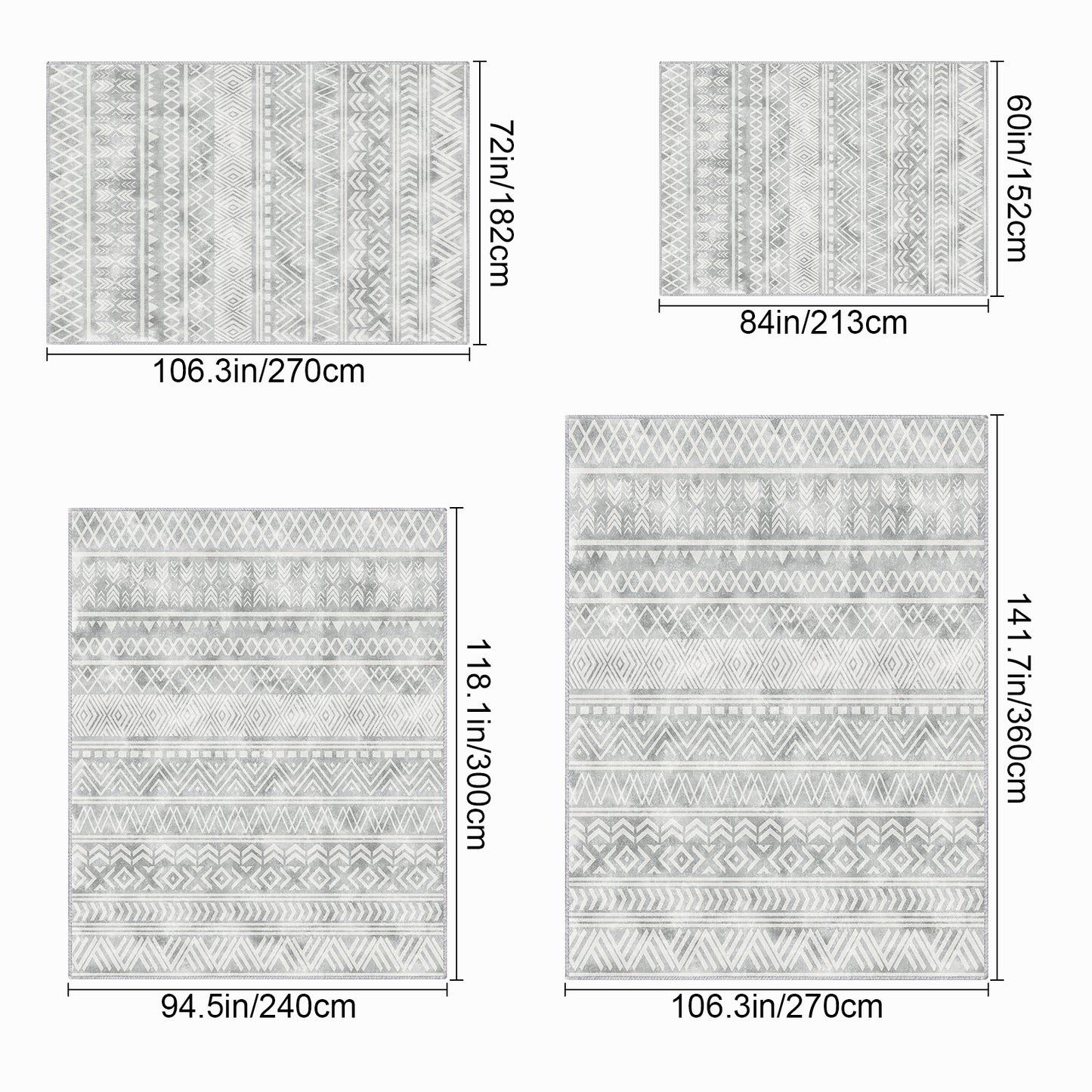 Pentantan Area Rugs 2'x3', Machine Washable Neutral Geometric Living Room Rug, Soft Moroccan Indoor Carpet for Bedroom, Gray