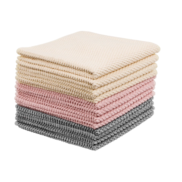 6 Pack Kitchen Towels Set, Ultra-absorbent Dish Cloths, Suitable for Baking, Cooking, Washing Dishes, Quick-drying Kitchen Essentials, 12x12 inches, Mixed Colors