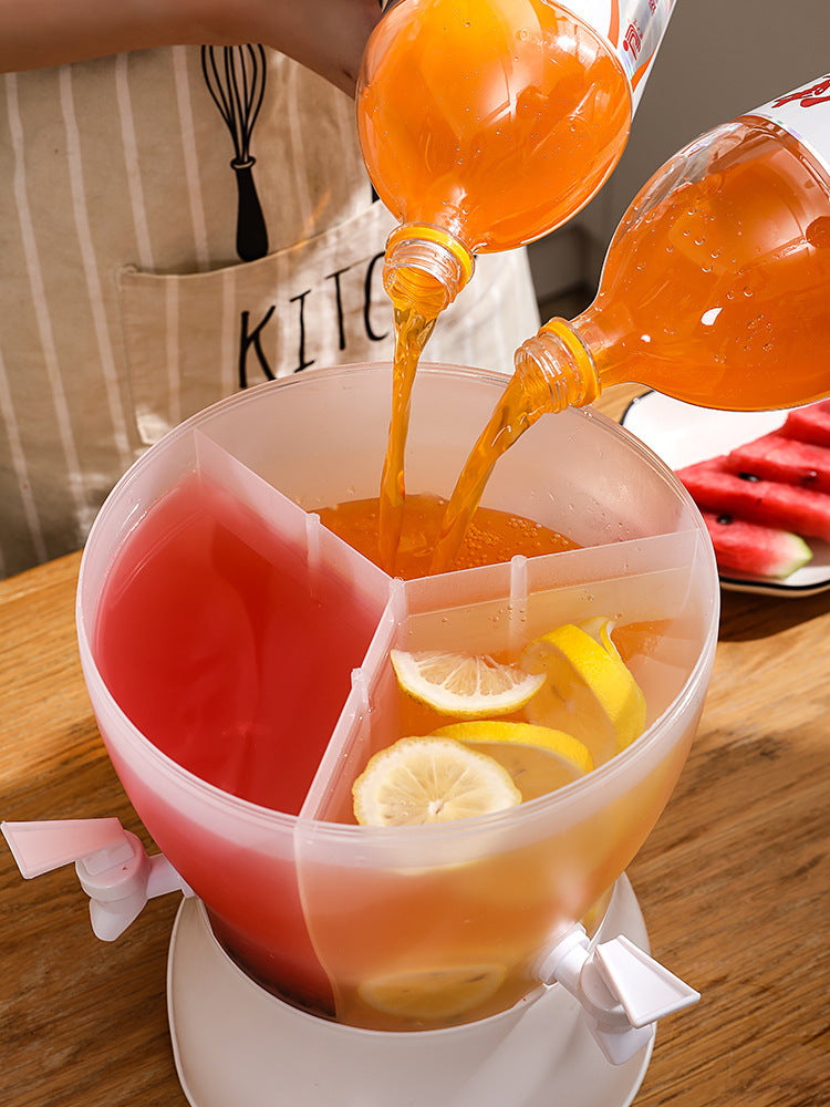 Drink Dispenser Bowl with Stand, 3-Section Large Capacity Punch Bowl with Lemon Tray, Clear Acrylic