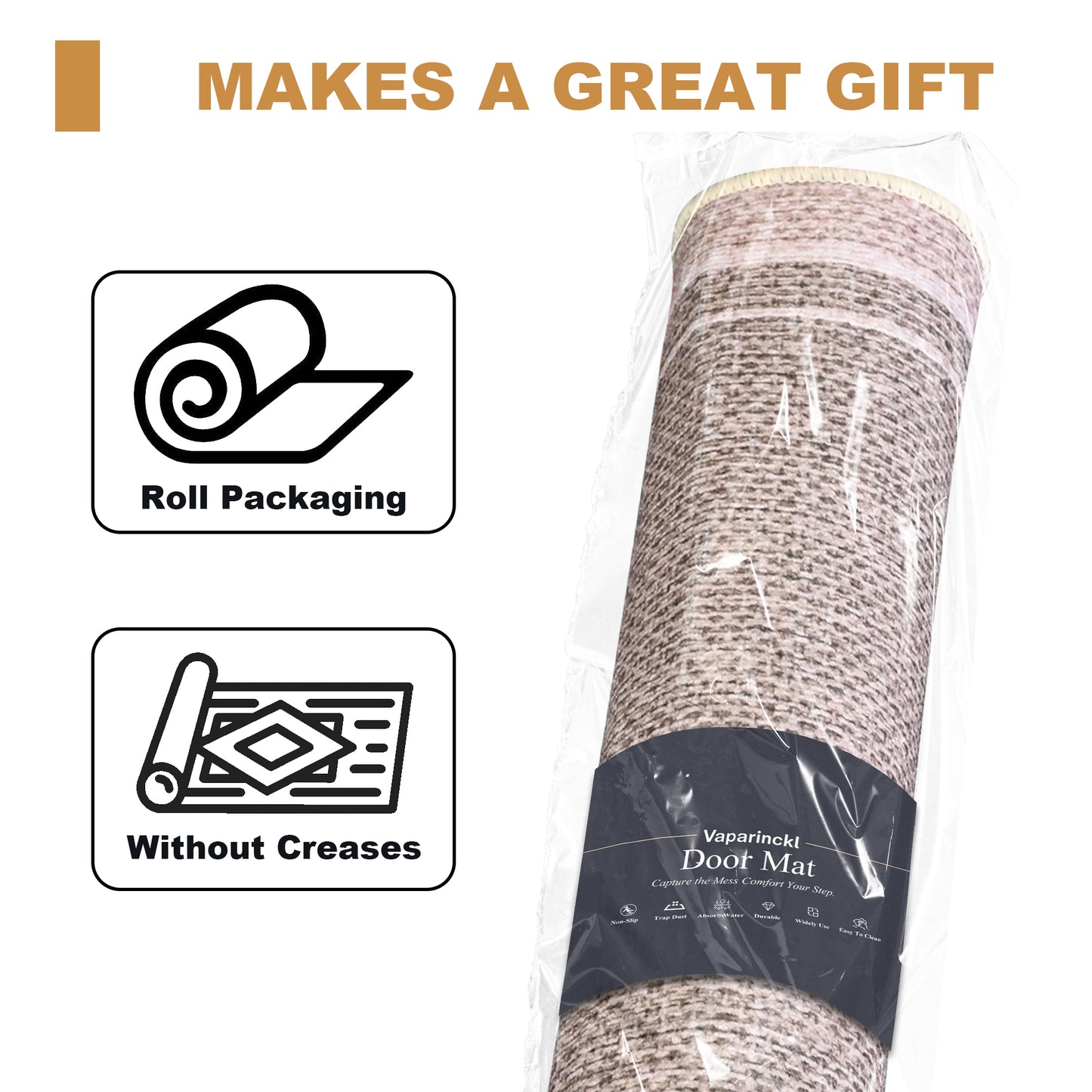 Vaparinckl Door Mat, Non Slip Front Indoor Doormat, Welcome Mat for Inside, Absorbent Rubber, Low Profile Dirt Trapper outdoor Rug For Entryway & Outside Entrance