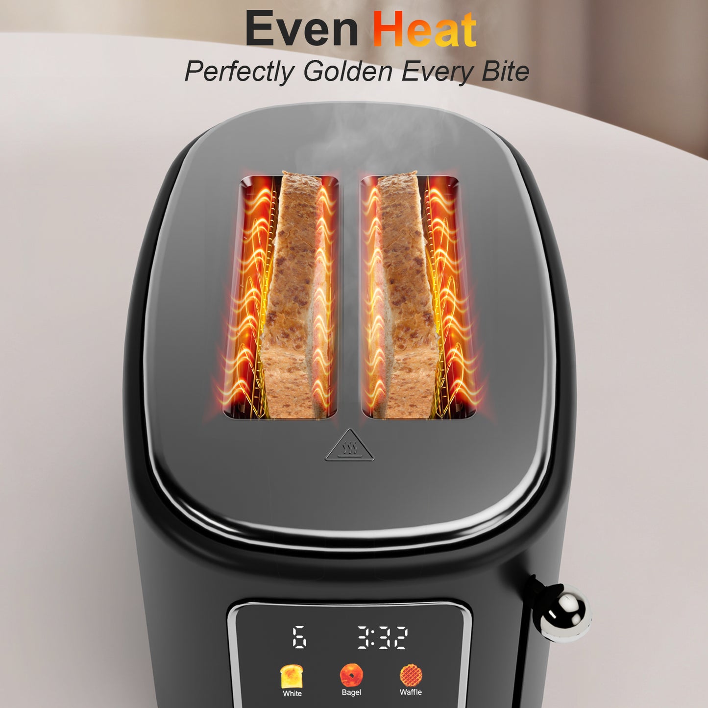 Bluebow 2-Slice Touchscreen Toaster, Removable Tray, Kitchen Appliances, Apartment Essentials (Black)