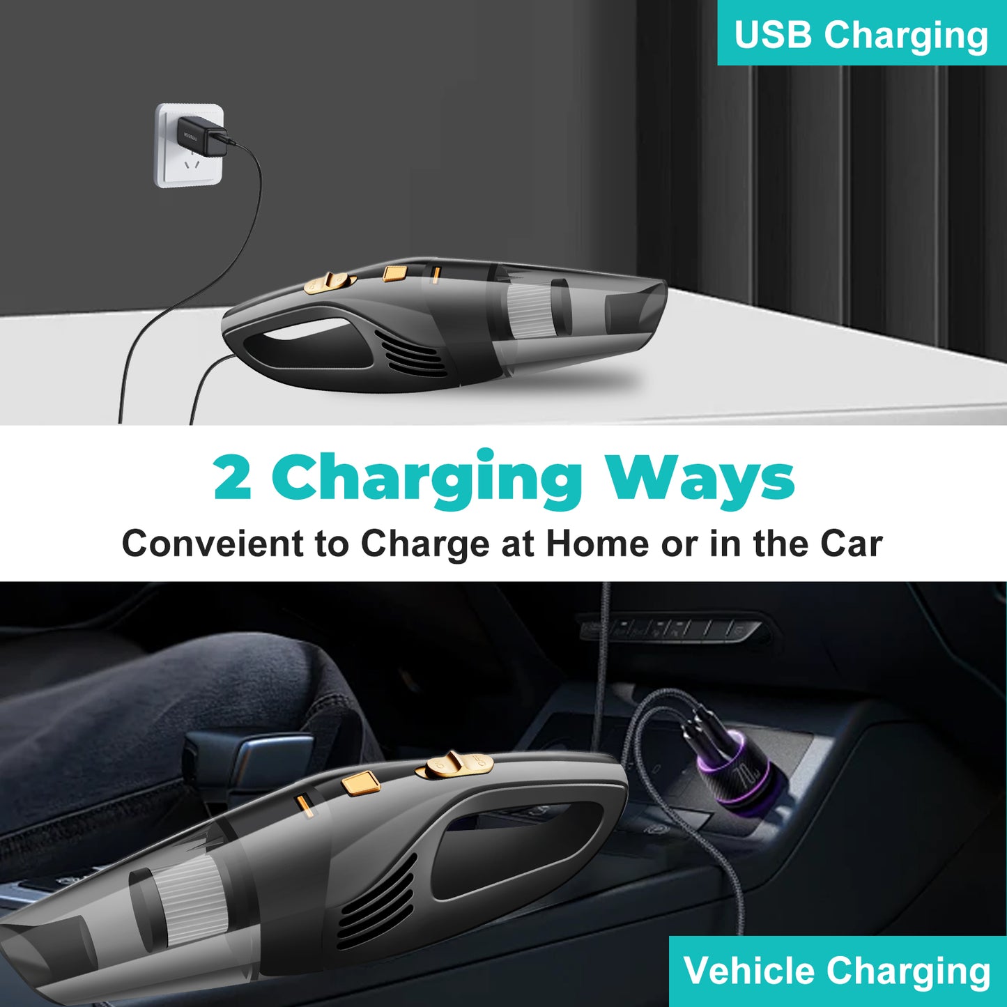 Pentantan Cordless Handheld Vacuum with 12000PA Powerful Suction, Portable Car Vacuum Cleaner For Car