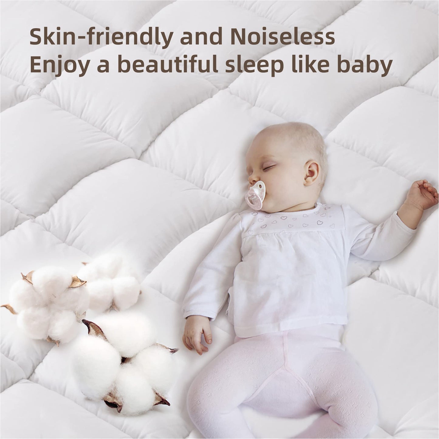 Queen Mattress Topper, Cooling Mattress Pad, 400Tc Extra Thick Cotton Mattress Cover, Fluffy Pillow Top with Snow Down Alternative Mattress Protector, 8-21" Deep Pocket, Bed Comfort