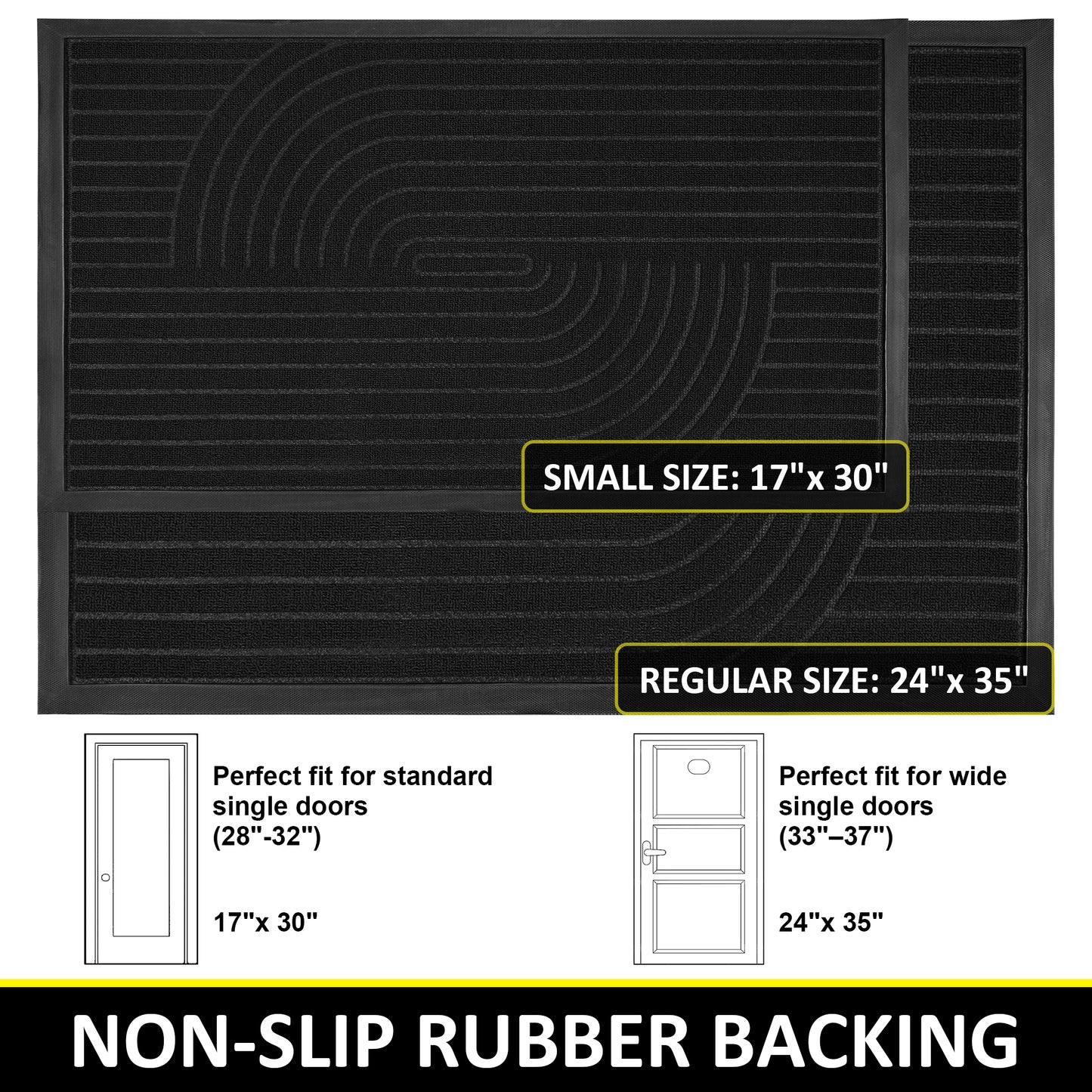 Vaparinckl Front Door Mat, Non Slip Doormat, Eco-Friendly Welcome Outdoor Mat, Absorbent Rubber, Low Profile Dirt Trapper Indoor Rug For Entryway & Outside Entrance