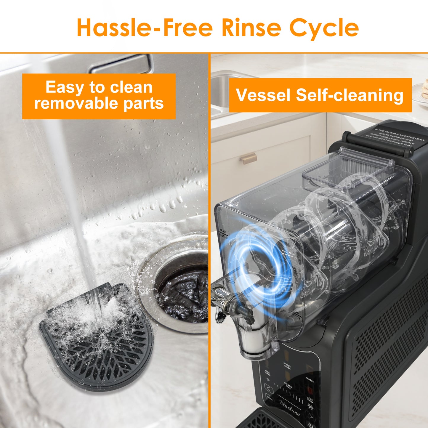 Bluebow Slushie Machine for Home, 88oz Vessel Slushy Maker with 6 Preset Programs, No Ice Needed, Frozen Drink Maker for Slush, Smoothie, Frappe, Milkshakes and More