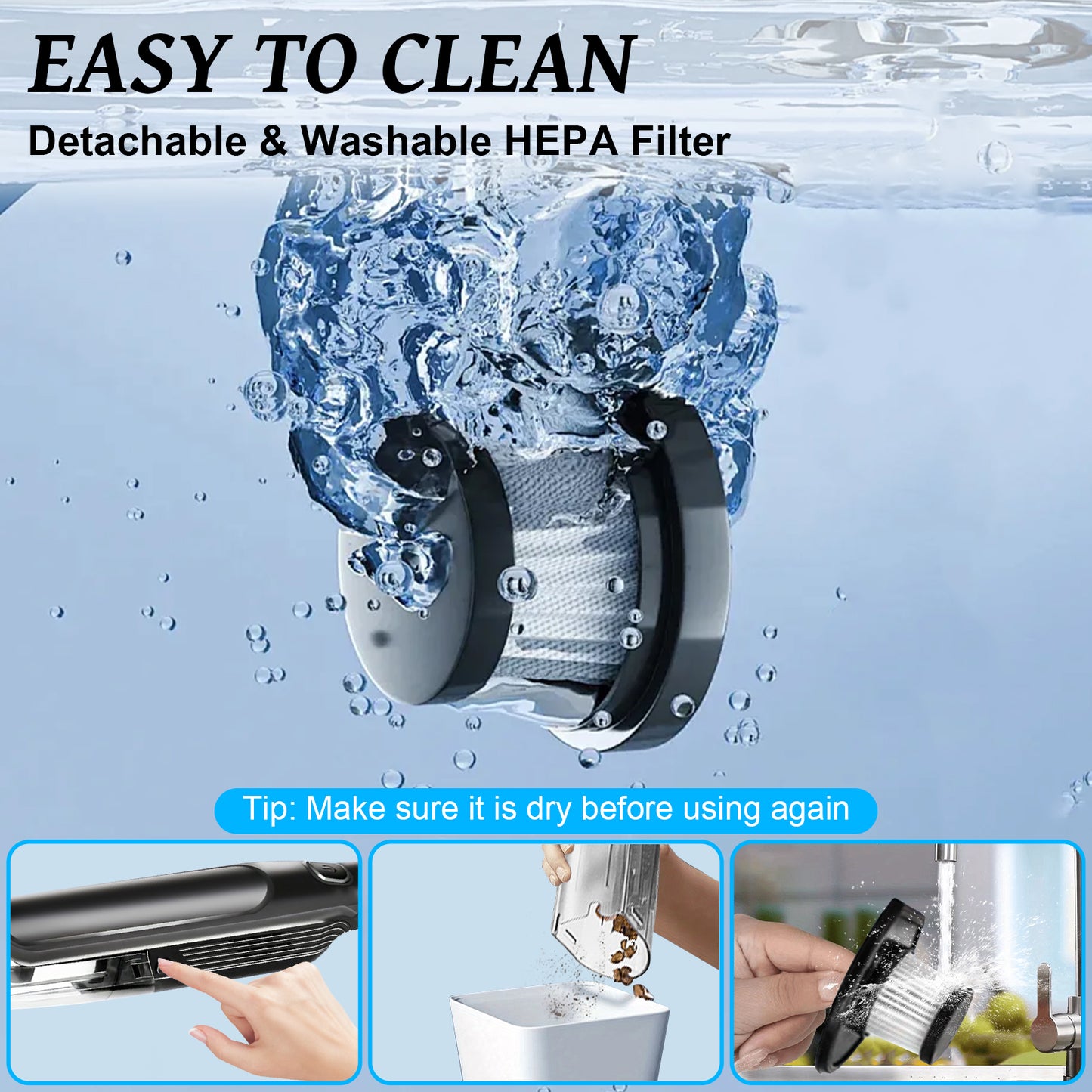 Pentantan Car Vacuum Cleaner, 9000Pa Cordless Handheld Vacuum, Lightweight Powerful Suction with Multi-Nozzles for Car