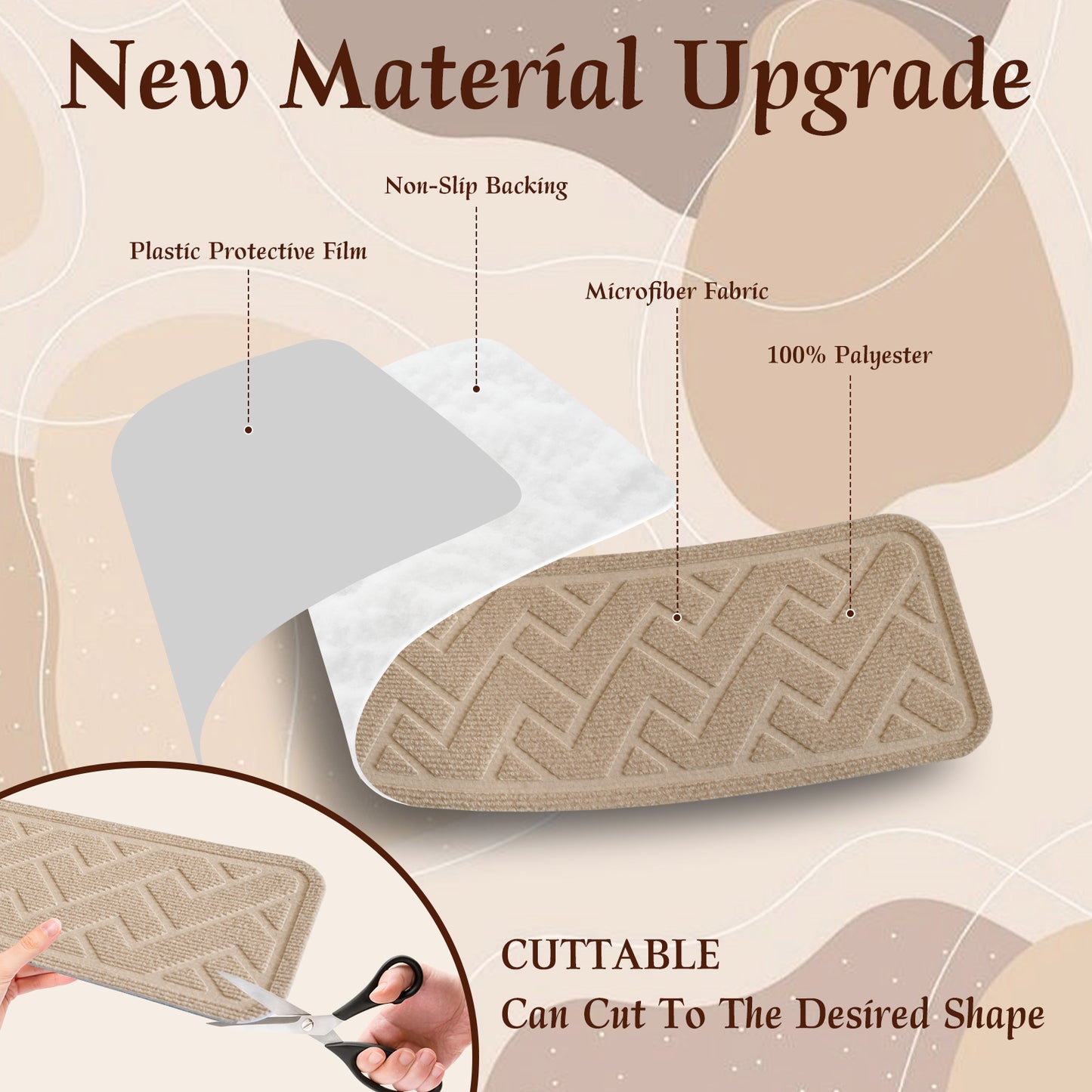 Pentantan Stair Treads for Wooden Steps, 15 Pack 8"x30" Non-Slip Stair Treads, Indoor Machine Washable Stair Runners for Elders and Pets, Beige