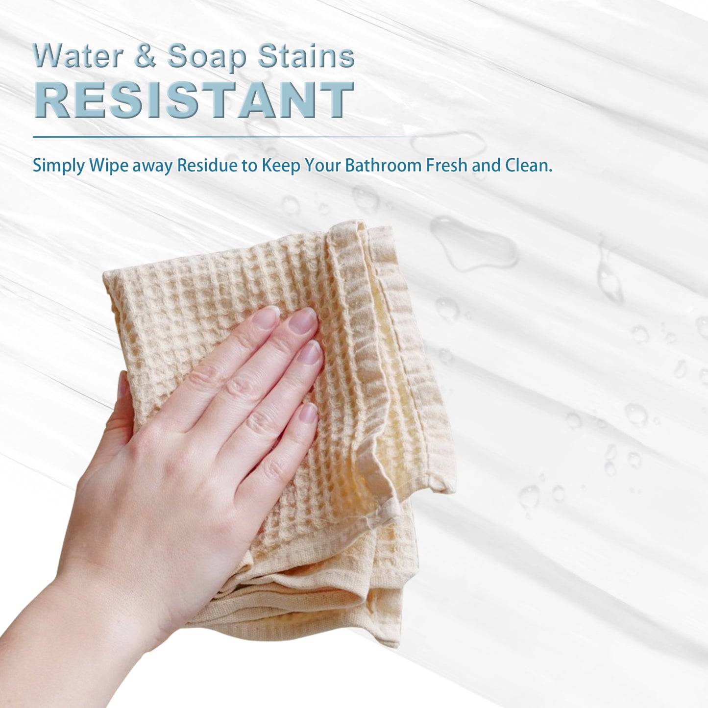 Vaparinckl Shower Curtain Liner, PEVA Waterproof Bathroom Accessories with 6 Magnets, Lightweight & Durable, 72"x72", Clear