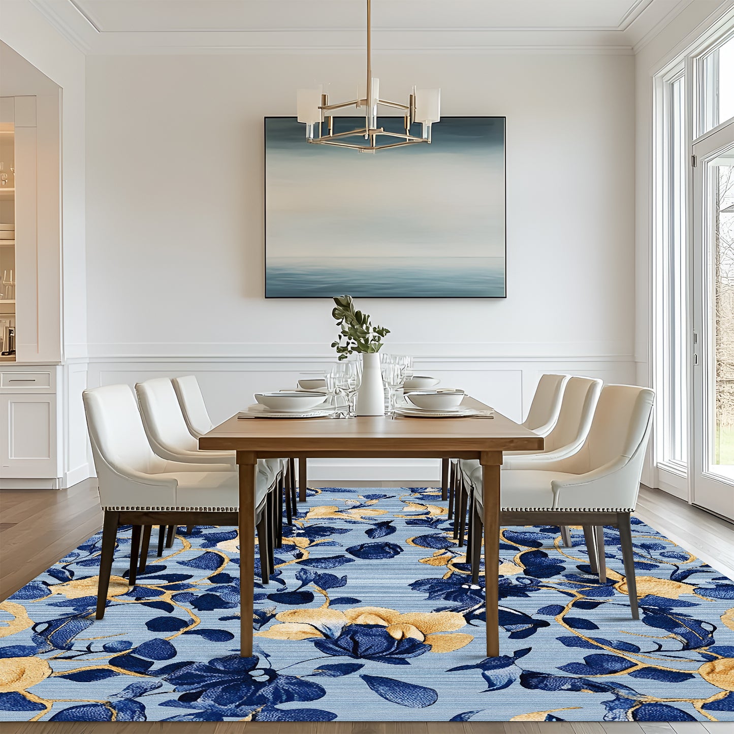 Pentantan Floral Area Rugs, Machine Washable Rug for Living Room- Soft Indoor Carpet, Low Pile for Bedroom, Dining Room, Playroom, Office