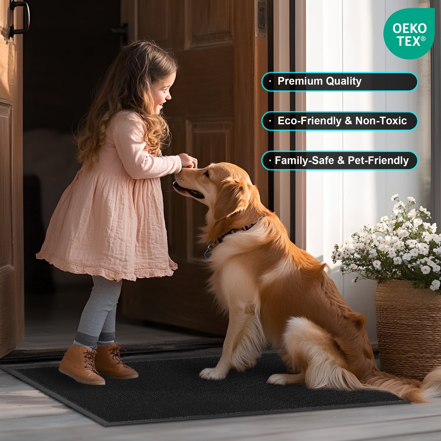 Vaparinckl Front Door Mat, Mesh Non Slip Doormat, Springy Welcome Outdoor Mat, Absorbent Rubber, Low Profile Dirt Trapper Indoor Rug For Entryway & Outside Entrance