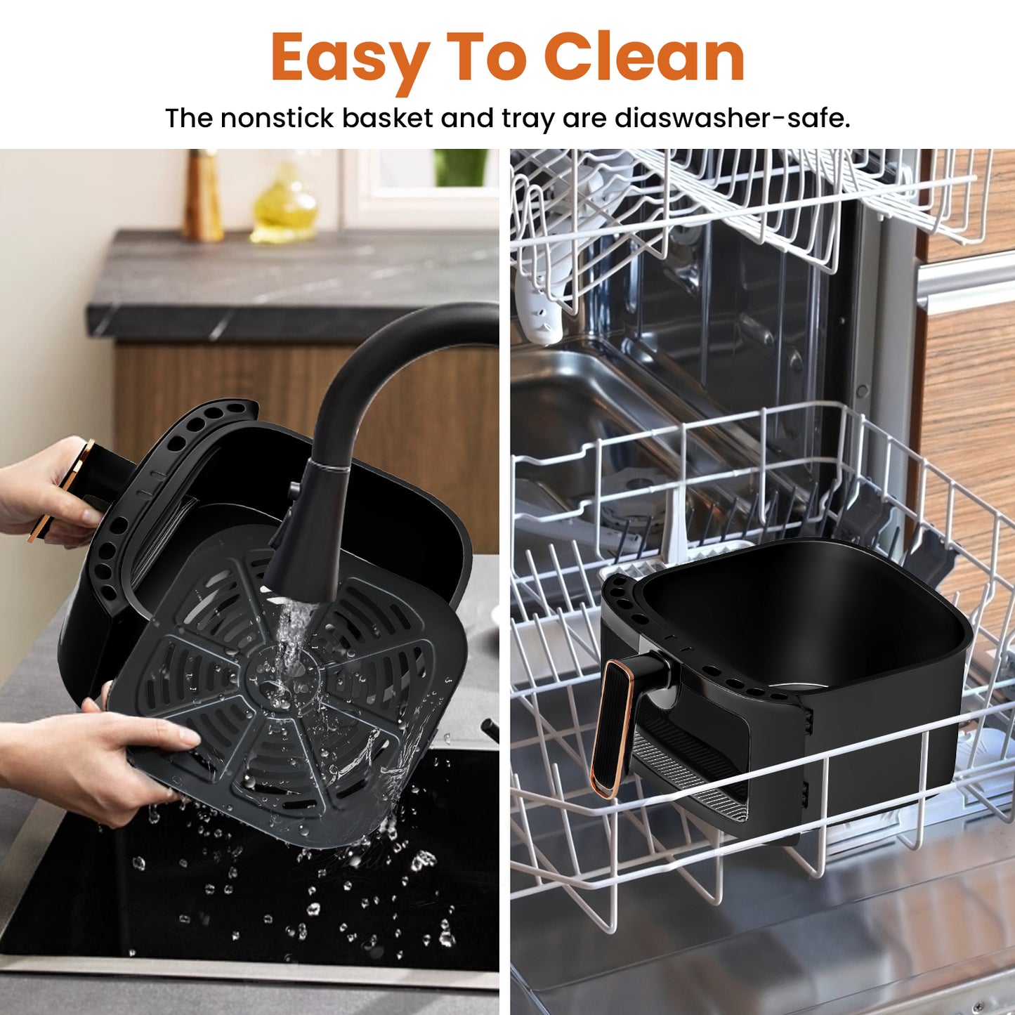 Bluebow Air Fryer Large 7.5QT, 8-in-1 Digital Touchscreen, Visible Cooking Window, 1700W, White