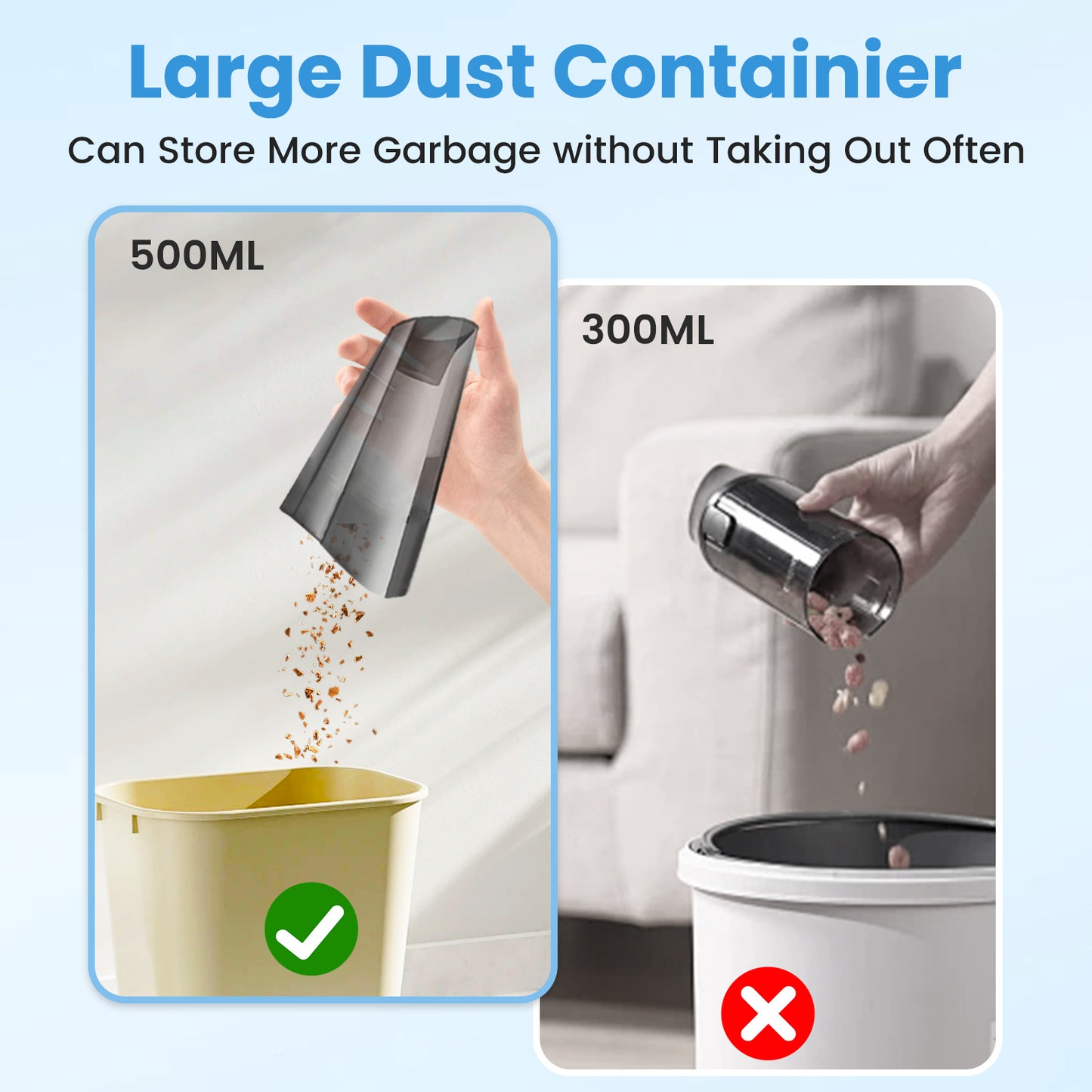 Cordless Handheld Car Vacuum, Portable Vacuum Cleaner, 8KPA Powerful Suction for Car and Pet Hair, Gray