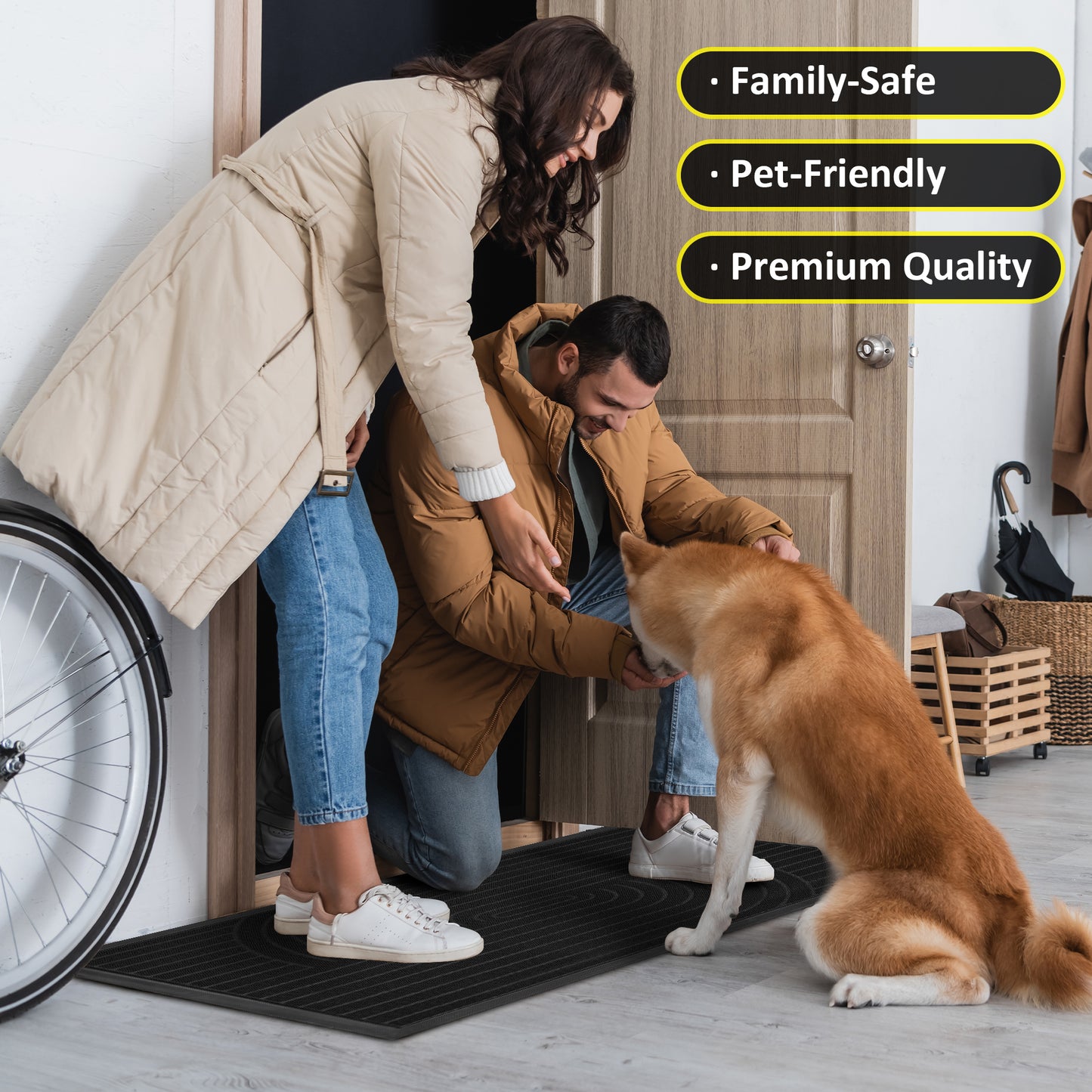 Vaparinckl Front Door Mat, Non Slip Doormat, Eco-Friendly Welcome Outdoor Mat, Absorbent Rubber, Low Profile Dirt Trapper Indoor Rug For Entryway & Outside Entrance