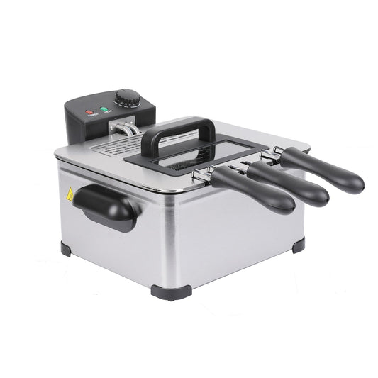 Bluebow Electric 5.3QT Immersion Deep Fryer 3-Baskets, 1700-Watt, Timer Control Adjustable Temperature, Lid with Viewing Window and Odor Free Filter