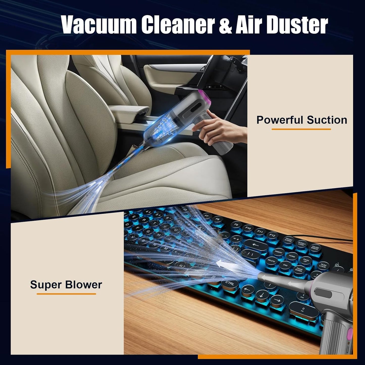Electric Compressed Air Duster, 3-Gear Compressed Air Blower for Computer Sewing Machine Laptop Car Home Office