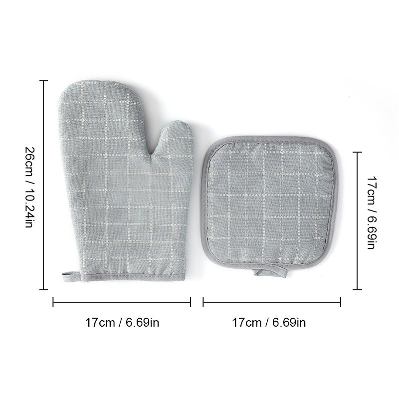 Oven Mitt and Pot Holder Set, Cotton, Square, Kitchen Heat Protection, 6.69x10.24 Inch,Blue