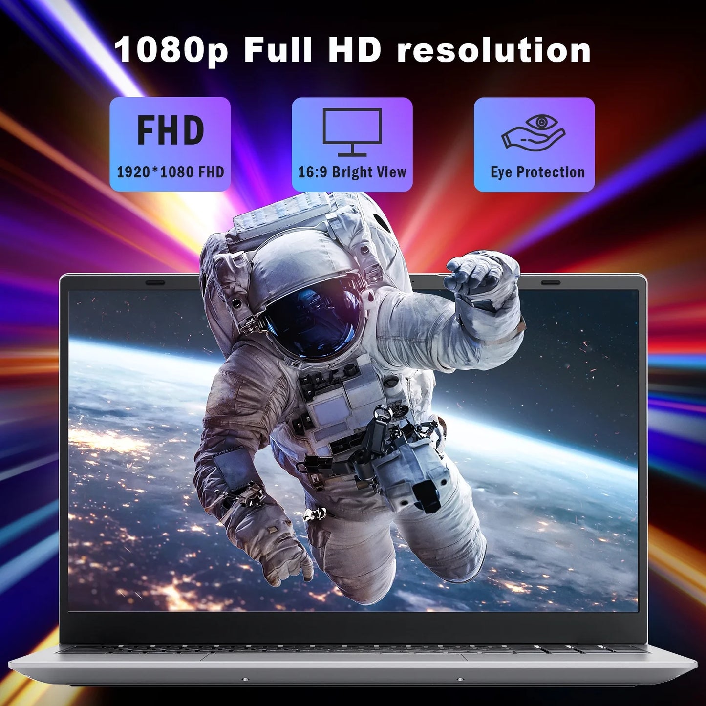 SANPTENT 15.6" FHD Business & Student Laptop Computer, Intel Alder Lake N100, 16GB RAM, 1TB SSD, Win 11 Pro with Microsoft Office, Fingerprint, WiFi, Silver