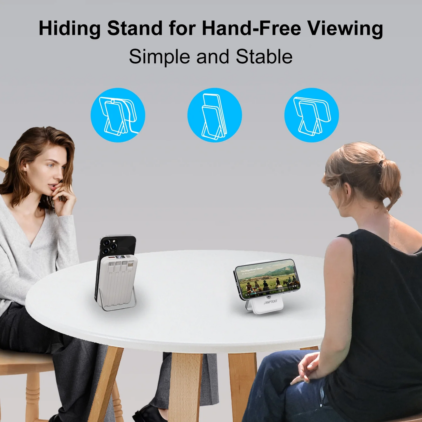 Magnetic Power Bank, 10000mAh Wireless Portable Charger with LED Display, Built-in Cables, Magsafe Charger with Foldable Stand, 22.5W PD Fast Charging for iPhone/Android, White